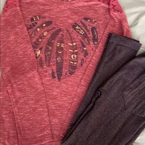 2 pc girls leggings/long sleeve shirt set sz 10.